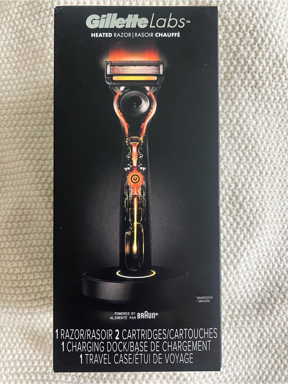 Gillette Labs Heated Razor with Charging Dock - Black & Orange Accent